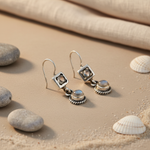 Load image into Gallery viewer, 925 Silver Moonstone Drop Earrings for Women | Dangle Jewelry