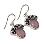 Load image into Gallery viewer, 925 Silver Rose Quartz & Garnet Earrings | Women's Jewelry