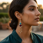 Load image into Gallery viewer, 925 Silver Turquoise & Ruby Drop Earrings | Women's Jewelry Gift