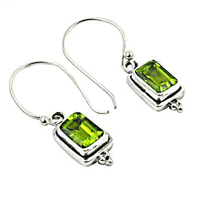 925 silver peridot earrings for women | green gemstone jewelry