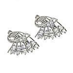 Load image into Gallery viewer, Silver Cubic Zirconia Fan Earrings for Women | Dainty Jewelry