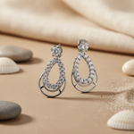 Load image into Gallery viewer, Silver Teardrop Stud Earrings with White CZ | Women's Jewelry Gift