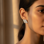 Load image into Gallery viewer, Silver Stud Earrings with Cubic Zirconia for Women