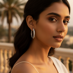 Load image into Gallery viewer, Silver Hoop Earrings with CZ Stones | Women's Fashion Jewelry
