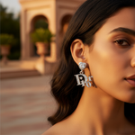Load image into Gallery viewer, Silver Dior Inspired Stud Earrings with CZ Crystals | For Women