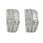 Load image into Gallery viewer, Silver Baguette Cut Cubic Zirconia Hoop Earrings for Women