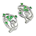Load image into Gallery viewer, Silver Emerald Earrings | Dainty Green Stone Earrings for Women