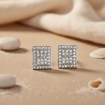 Load image into Gallery viewer, Silver Square Stud Earrings | Cubic Zirconia | Women's Jewelry Gift