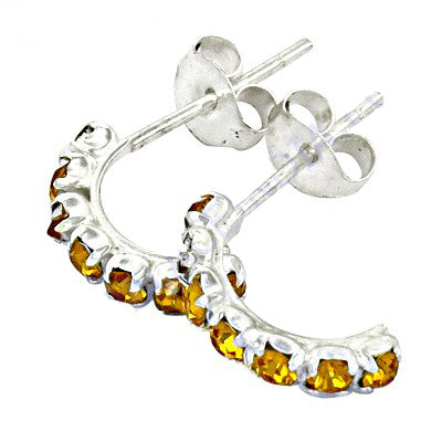925 silver citrine hoop earrings for women | gemstone jewelry