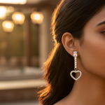 Load image into Gallery viewer, 925 Silver Heart Drop Earrings | Cubic Zirconia Earrings for Women