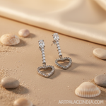 Load image into Gallery viewer, 925 Silver Heart Drop Earrings | Cubic Zirconia Earrings for Women