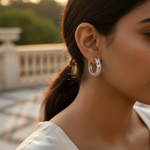 Load image into Gallery viewer, Marquise Cut Hoop Earrings | Silver CZ Earrings for Women