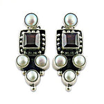 Load image into Gallery viewer, 925 Silver Pearl & Garnet Earrings for Women | Dangle Earrings