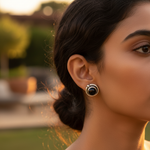 Load image into Gallery viewer, 925 Silver Black Onyx Stud Earrings for Women | Gemstone Jewelry