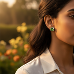 Load image into Gallery viewer, Silver Peridot Stud Earrings for Women | Green Gemstone Jewelry