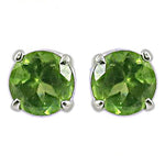 Load image into Gallery viewer, Silver Peridot Stud Earrings for Women | Green Gemstone Jewelry