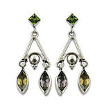 Load image into Gallery viewer, 925 Silver Peridot & Amethyst Drop Earrings | Women's Jewelry