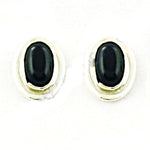 Load image into Gallery viewer, Silver Stud Earrings with Black Onyx Stone | Women's Jewelry