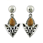 Load image into Gallery viewer, 925 Silver Tiger Eye Earrings for Women | Dangle Earrings