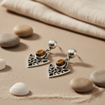 Load image into Gallery viewer, 925 Silver Tiger Eye Earrings for Women | Dangle Earrings