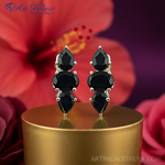 Load image into Gallery viewer, Black Onyx Teardrop Earrings in Silver | For Women | Gift
