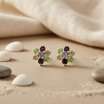 Load image into Gallery viewer, Gemstone Flower Stud Earrings | 925 Silver | Women's Jewelry