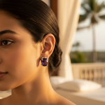 Load image into Gallery viewer, 925 Silver Purple Gemstone Stud Earrings for Women