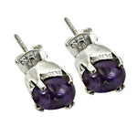 Load image into Gallery viewer, 925 Silver Purple Gemstone Stud Earrings for Women