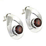 Load image into Gallery viewer, 925 Silver Garnet Stud Earrings for Women | Gemstone Jewelry