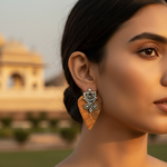 Load image into Gallery viewer, Silver Statement Earrings with Stone | Women's Jewelry Gift