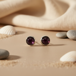 Load image into Gallery viewer, Silver Stud Earrings with Black Gemstone | Women's Jewelry Gift