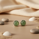 Load image into Gallery viewer, Silver Stud Earrings with Green Gemstone | Women's Jewelry