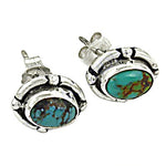Load image into Gallery viewer, 925 Silver Turquoise Stud Earrings for Women | Daily Wear