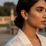 Load image into Gallery viewer, Silver Stud Earrings with Champagne CZ | Women's Jewelry Gift