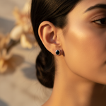 Load image into Gallery viewer, 925 Sterling Silver Stud Earrings with Black Gemstones