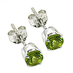 Load image into Gallery viewer, 925 Silver Peridot Stud Earrings for Women | Green Gemstone