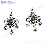 Load image into Gallery viewer, 925 sterling silver dangle earrings featuring smoky quartz gemstones, perfect for women's jewelry.