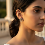 Load image into Gallery viewer, 925 Silver Peridot Flower Stud Earrings for Women