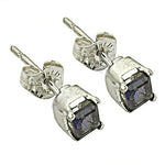 Load image into Gallery viewer, 925 Sterling Silver Sapphire Stud Earrings | Square Cut Gemstone