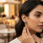 Load image into Gallery viewer, Silver Stone Stud Earrings for Women | Daily Wear Jewelry