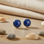 Load image into Gallery viewer, 925 Silver Lapis Lazuli Stud Earrings for Women | Gemstone Jewelry