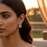 Load image into Gallery viewer, Silver Citrine Teardrop Stud Earrings | Gemstone Jewelry