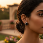 Load image into Gallery viewer, Silver Stud Earrings with Dark Gemstone | Women's Jewelry Gift