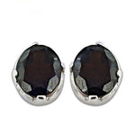 Load image into Gallery viewer, Silver Stud Earrings with Dark Gemstone | Women's Jewelry Gift