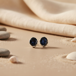 Load image into Gallery viewer, Silver Stud Earrings with Dark Gemstone | Women's Jewelry Gift
