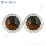 Load image into Gallery viewer, Tiger eye stud earrings featuring brown gemstones and a polished finish. Perfect for women.