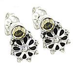 Load image into Gallery viewer, 925 Silver Citrine Stud Earrings | Floral Design for Women