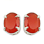 Load image into Gallery viewer, Red Carnelian Oval Stud Earrings | 925 Silver Women's Jewelry