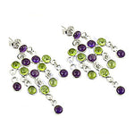Load image into Gallery viewer, 925 Silver Amethyst & Peridot Dangle Earrings for Women