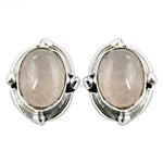 Load image into Gallery viewer, 925 Silver Rose Quartz Stud Earrings for Women | Gemstone Jewelry